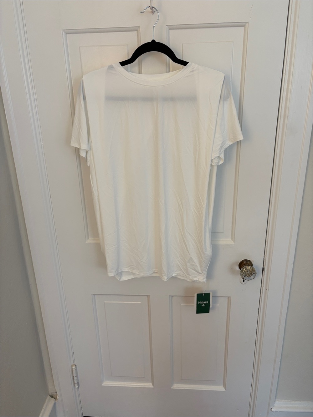 NWT HALARA - Round Neck Short Sleeved Ruched Cool Touch Yoga Sports Top - SPF50+
